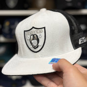 Oakland Raiders 'Suede' White Reebok Fitted Trucker Hat - Product Image