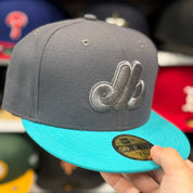 New Era Montreal Expos Dark Grey/Teal 59FIFTY Fitted Hat - Product Image