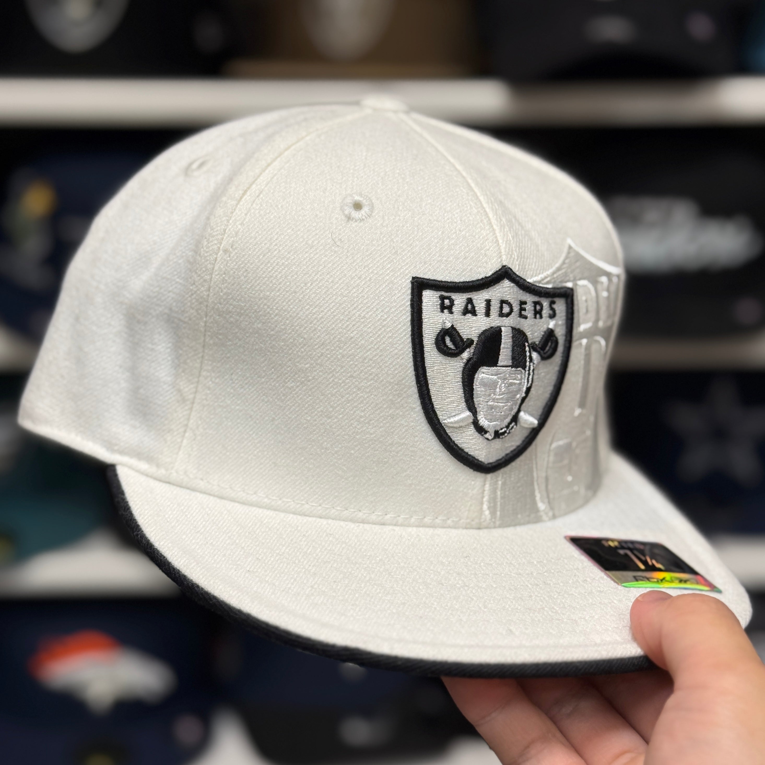 Oakland Raiders 'Ghost Shield' White Reebok Fitted Hat - Product Image