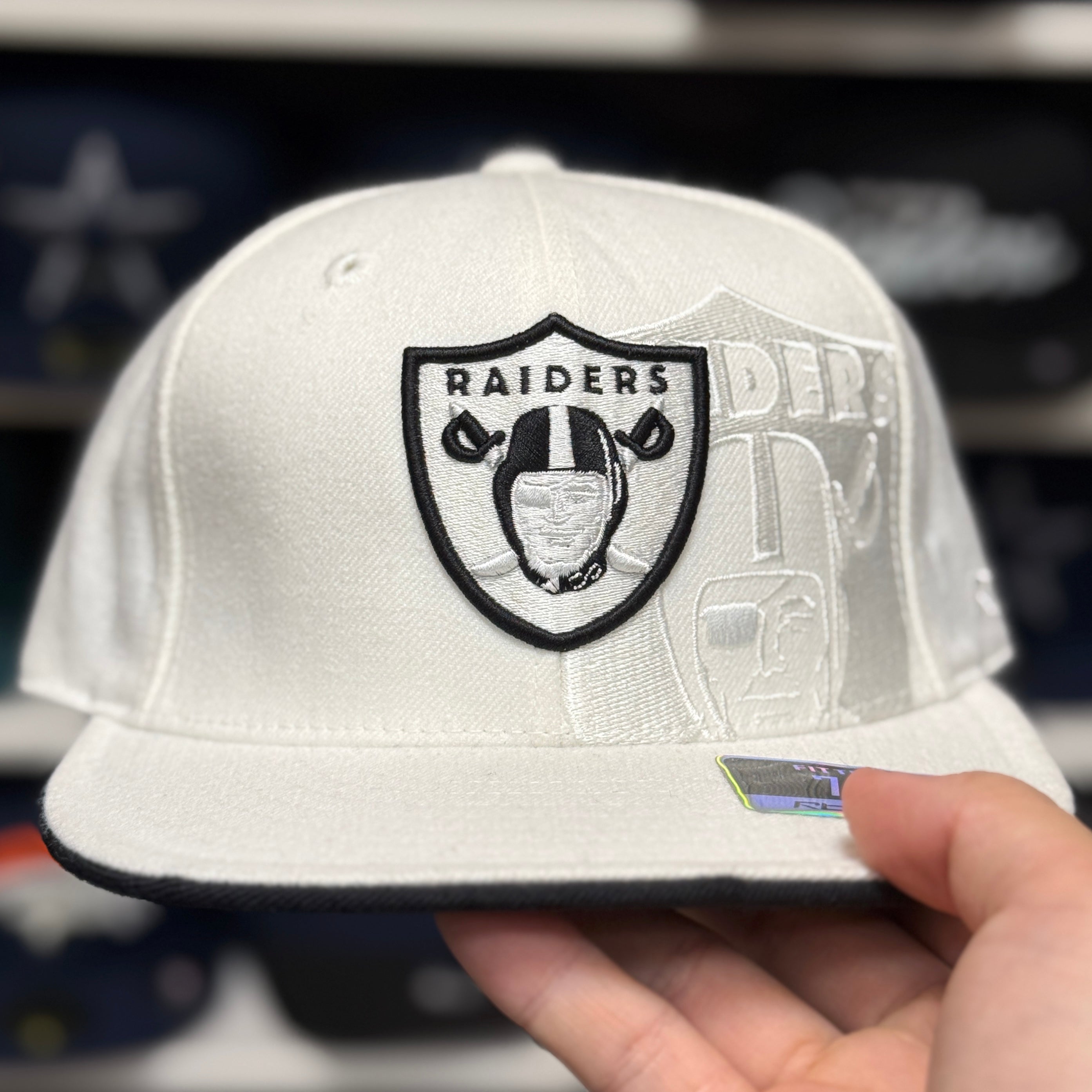 Oakland Raiders 'Ghost Shield' White Reebok Fitted Hat - Product Image
