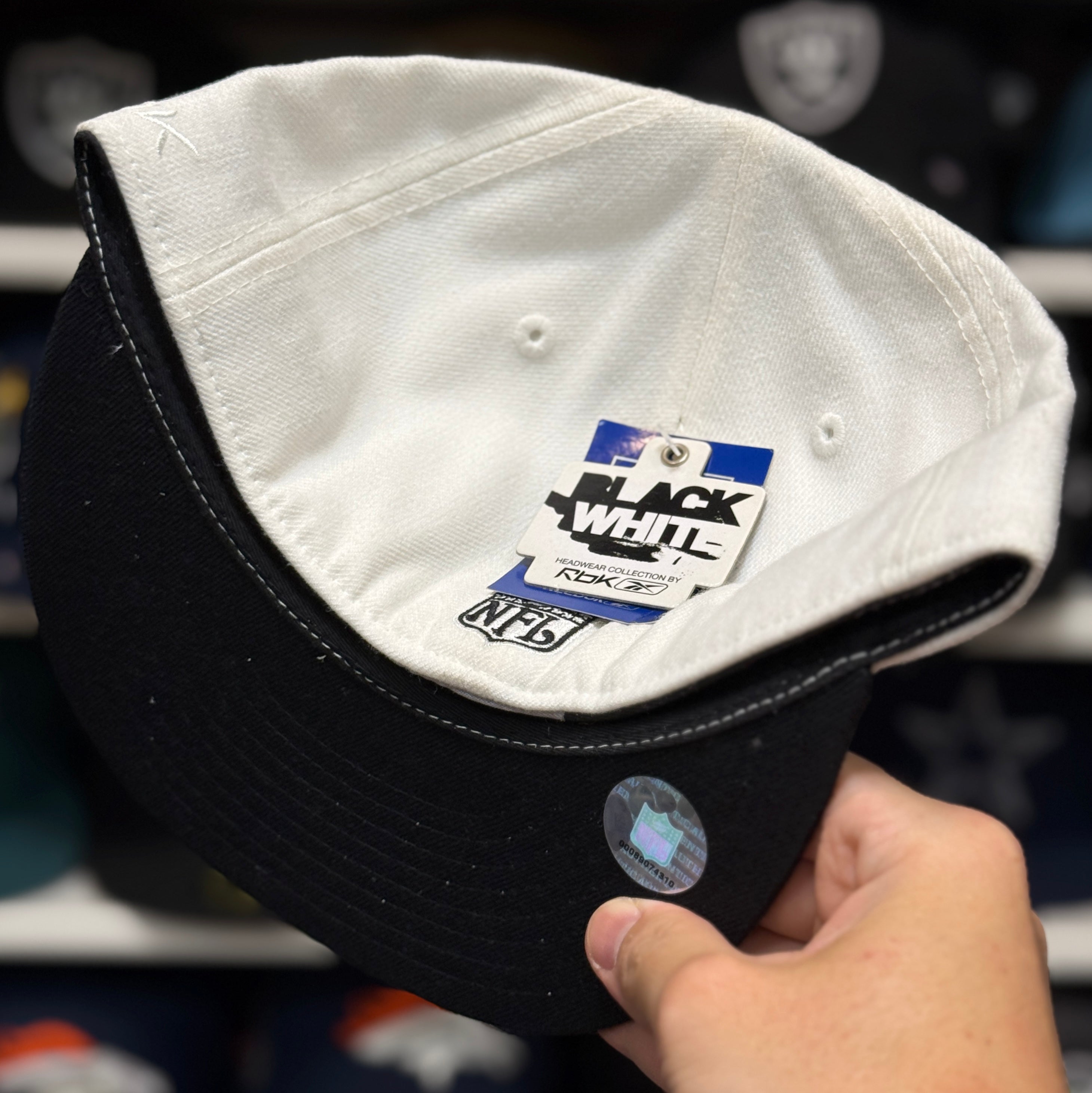 Oakland Raiders 'Ghost Shield' White Reebok Fitted Hat - Product Image
