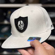 Oakland Raiders 'Black Shield' White Reebok Fitted Hat - Product Image