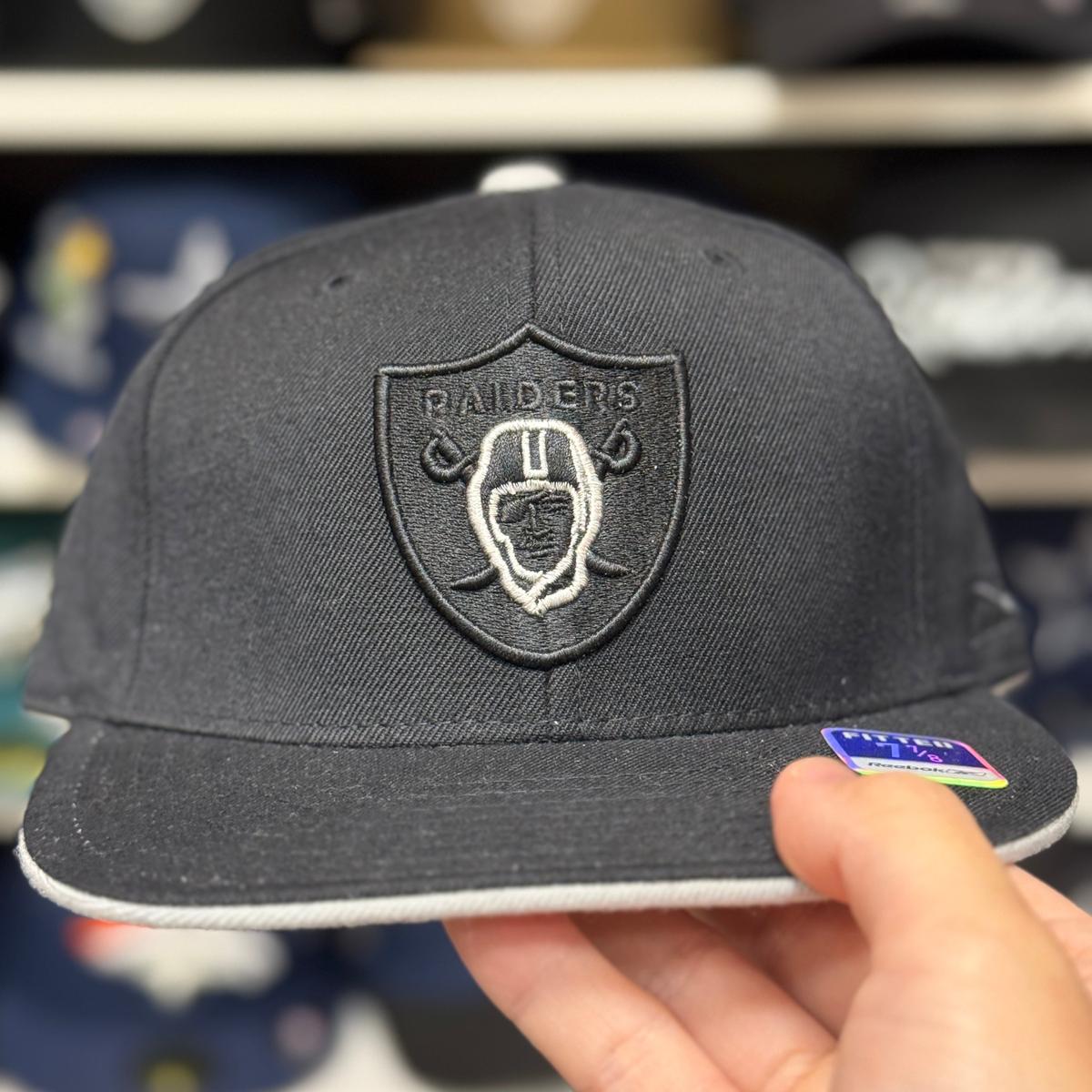 Oakland Raiders Black Reebok Fitted Hat - Product Image