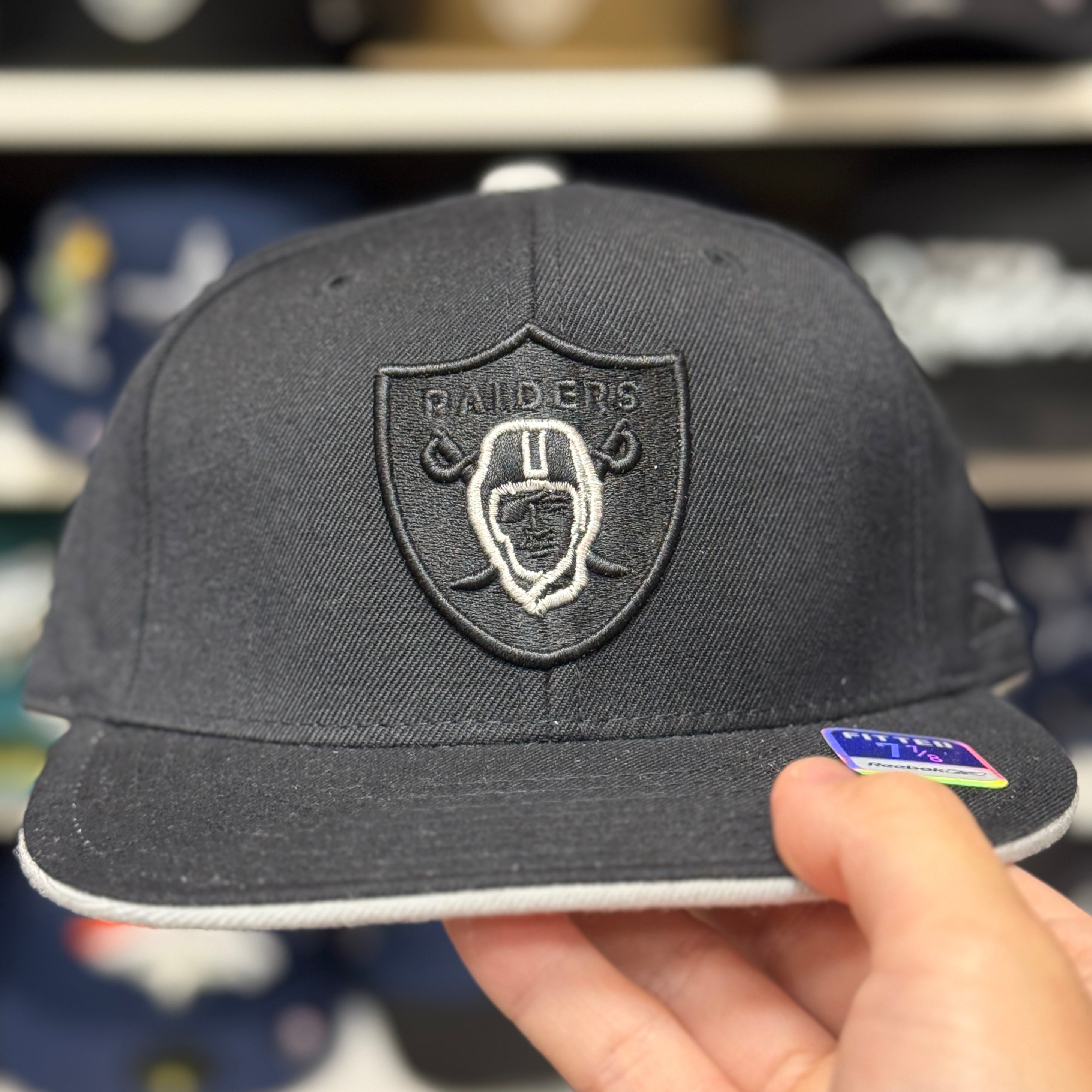 Oakland Raiders Black Reebok Fitted Hat - Product Image