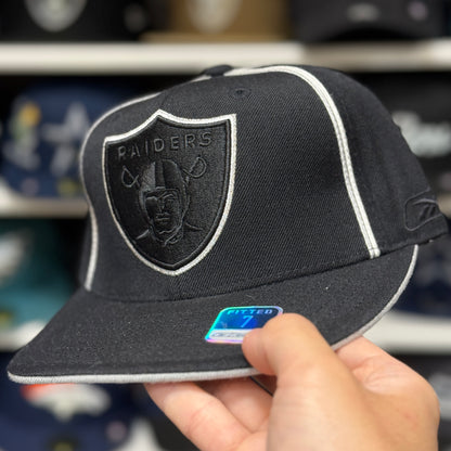 Oakland Raiders Black Reebok Fitted Hat - Product Image