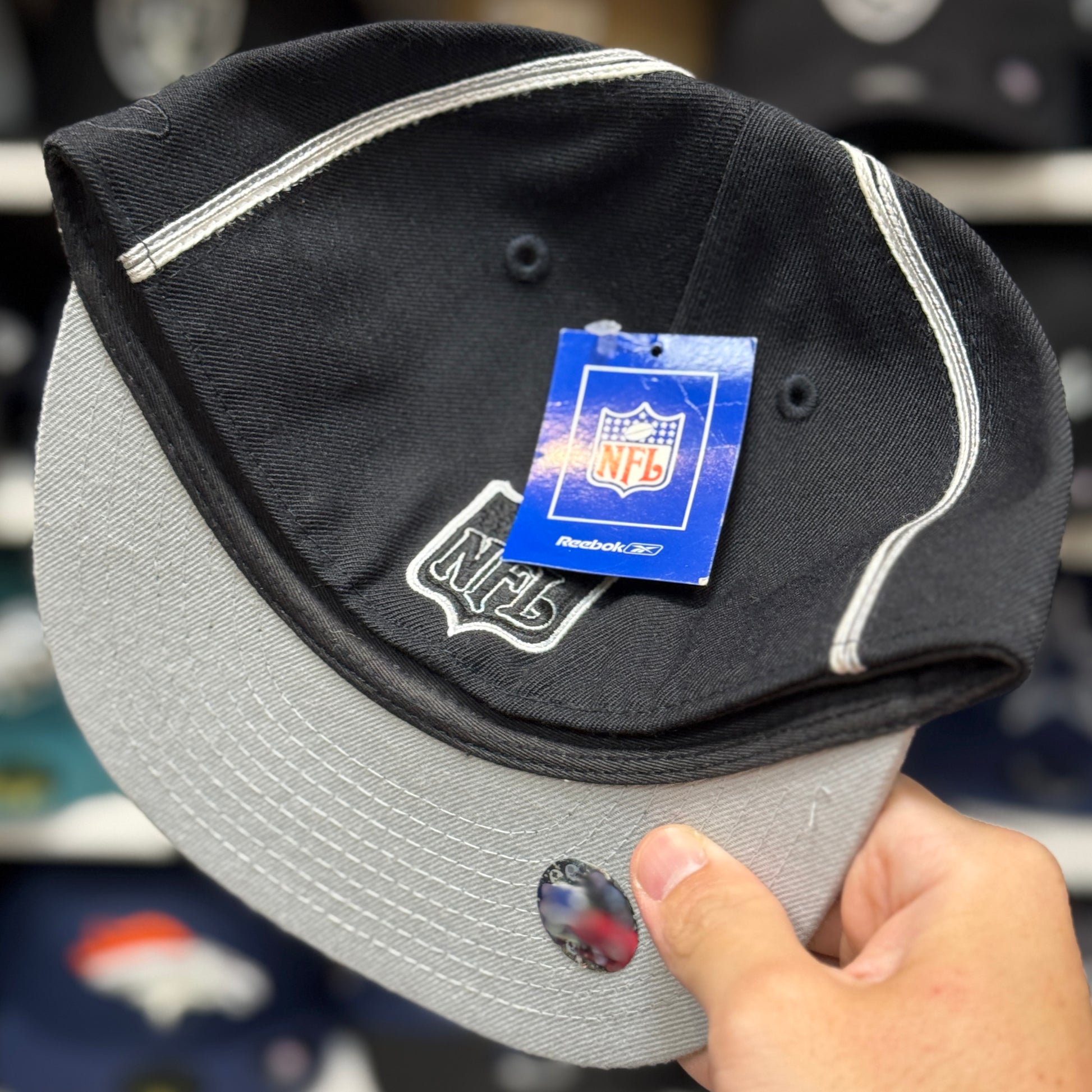 Oakland Raiders Black Reebok Fitted Hat - Product Image