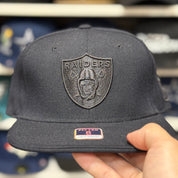 Oakland Raiders All Black Reebok Fitted Hat - Product Image