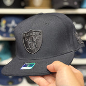 Oakland Raiders All Black Reebok Fitted Hat - Product Image