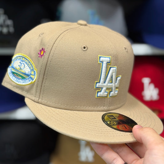 New Era Los Angeles Dodgers 'Floral 50th Anniversary' 59FIFTY Fitted Hat | Beige