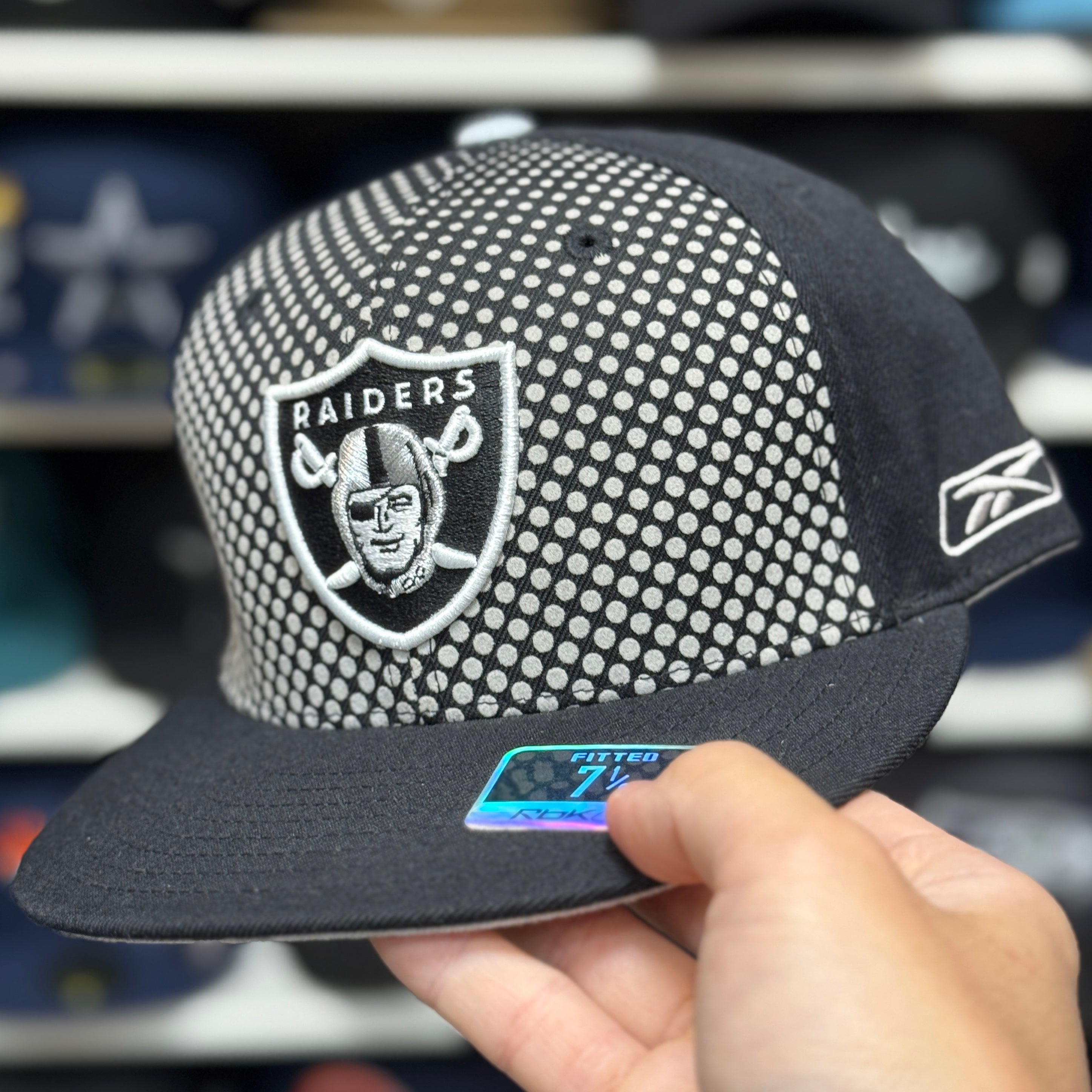 Oakland Raiders 'Micro Dot' Grey/Black Reebok Fitted Hat - Product Image