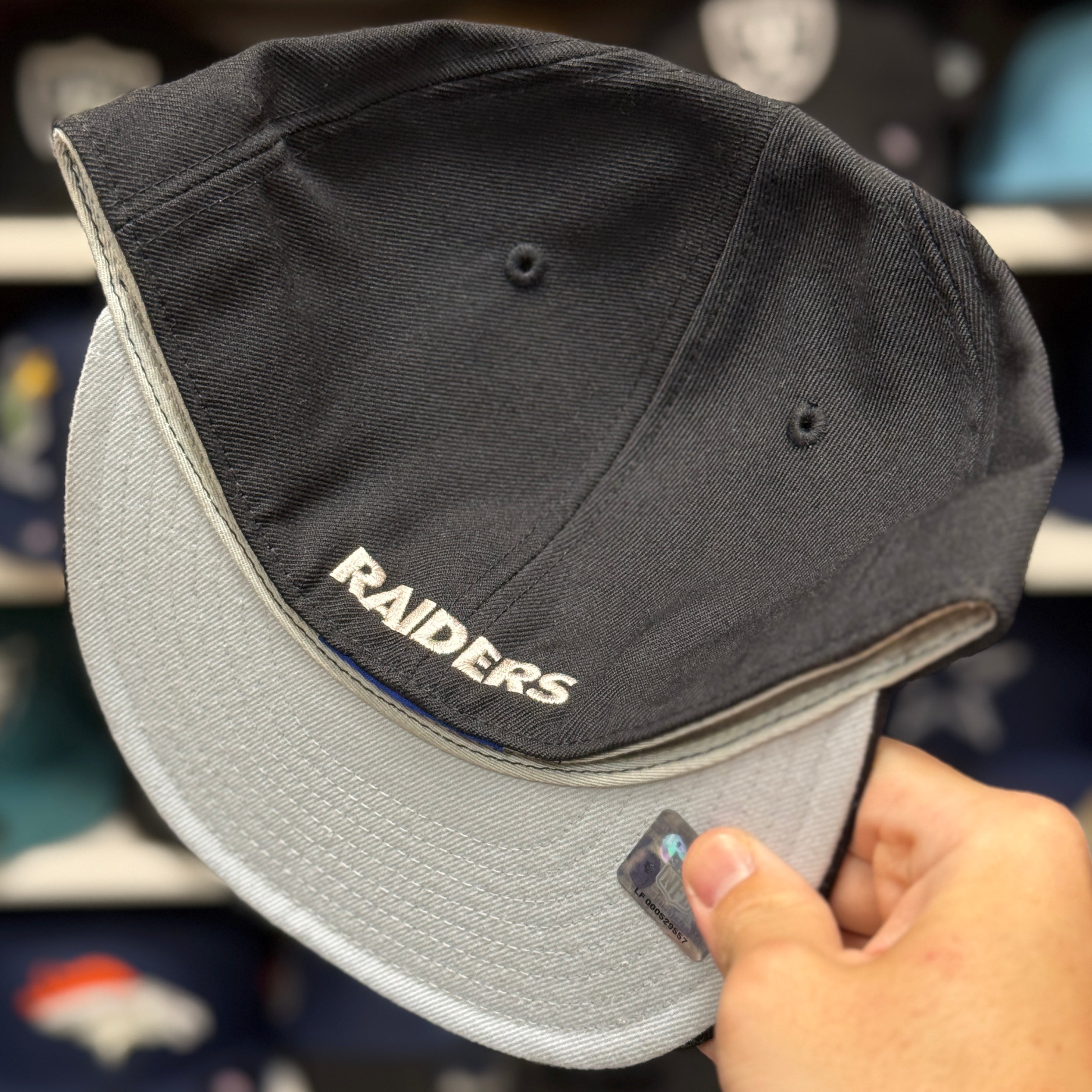 Oakland Raiders 'Micro Dot' Grey/Black Reebok Fitted Hat - Product Image