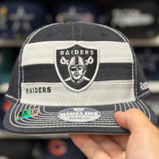 Oakland Raiders 'Sideline Striped' Grey/Black Reebok Fitted Hat | L/XL - Product Image