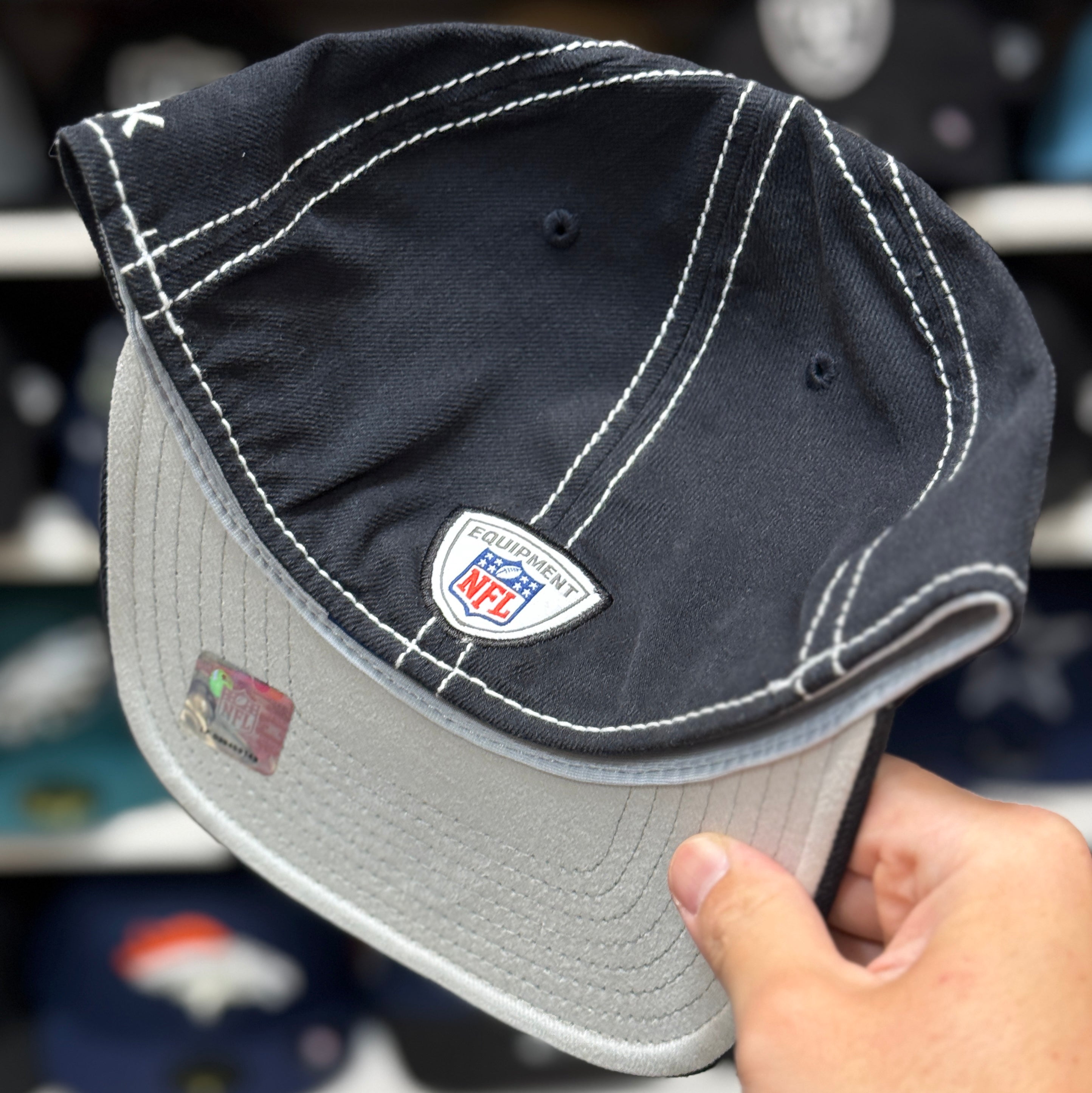 Oakland Raiders 'Sideline Striped' Grey/Black Reebok Fitted Hat | L/XL - Product Image