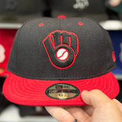New Era Milwaukee Brewers Black/Red 59FIFTY Fitted Hat - Product Image