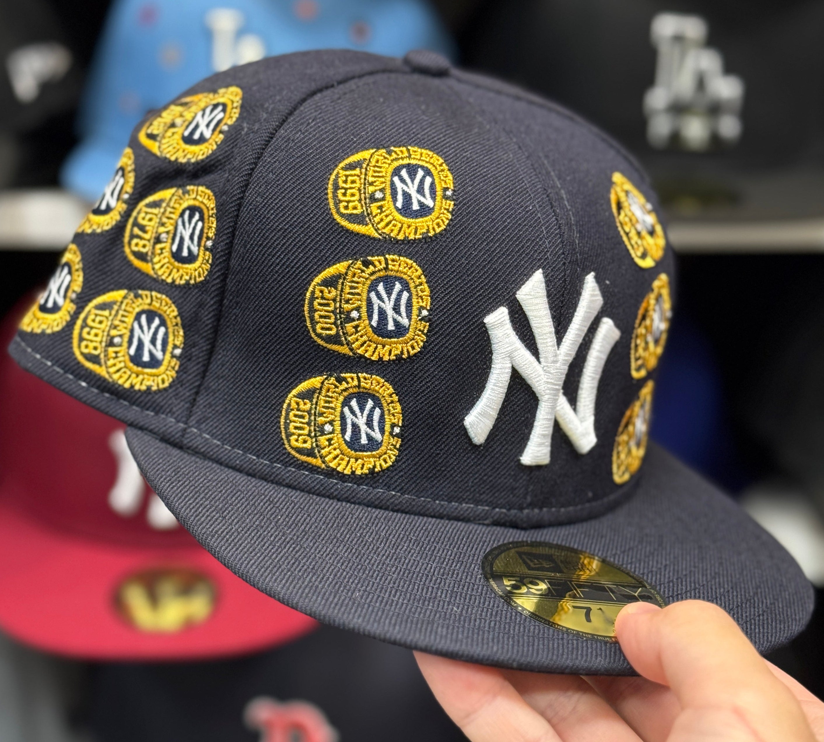 New Era New York Yankees 'World Series Champions Ring' Navy 59FIFTY Fitted Hat | Gold Silk Inline - Product Image