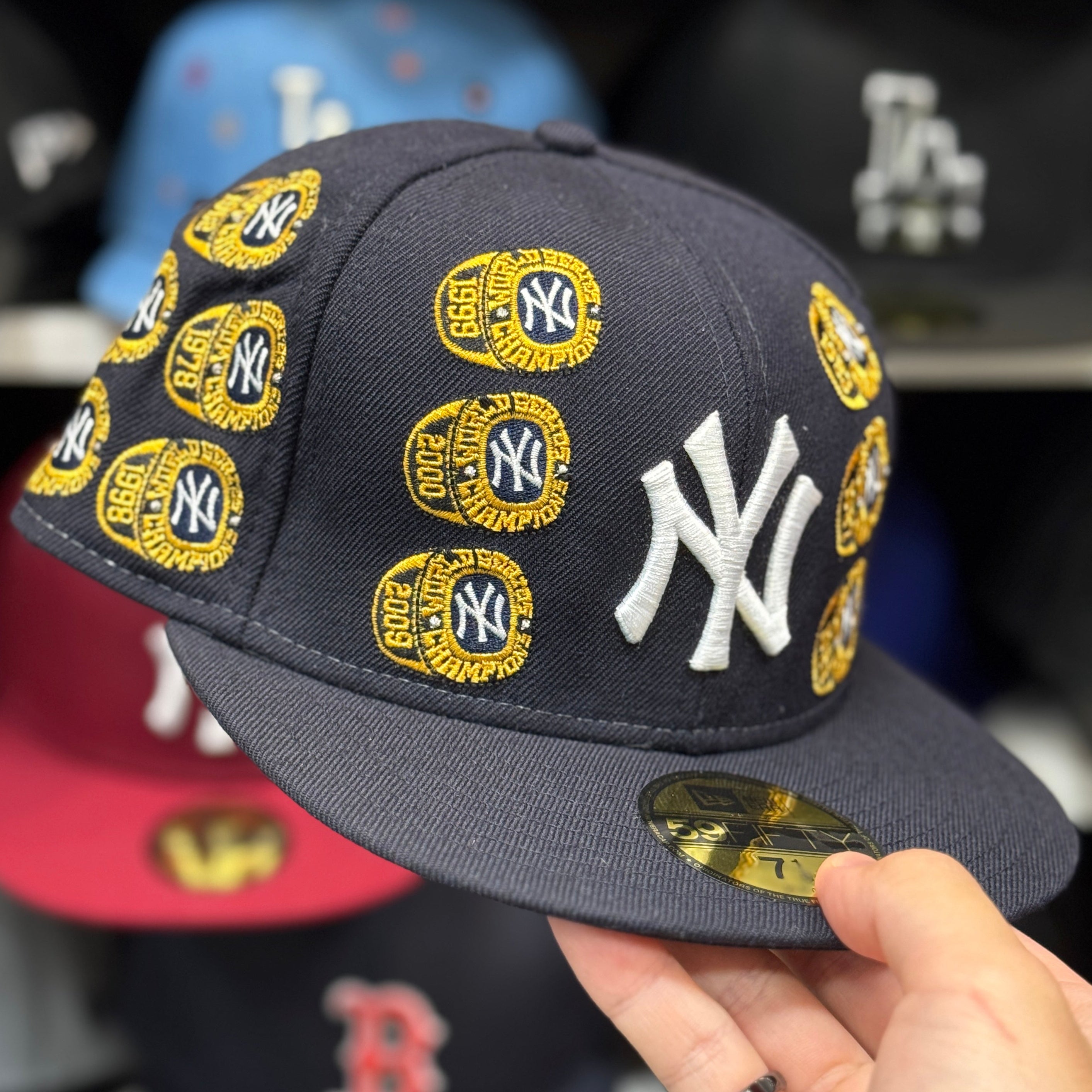 New Era New York Yankees 'World Series Champions Ring' Navy 59FIFTY Fitted Hat | Gold Silk Inline - Product Image