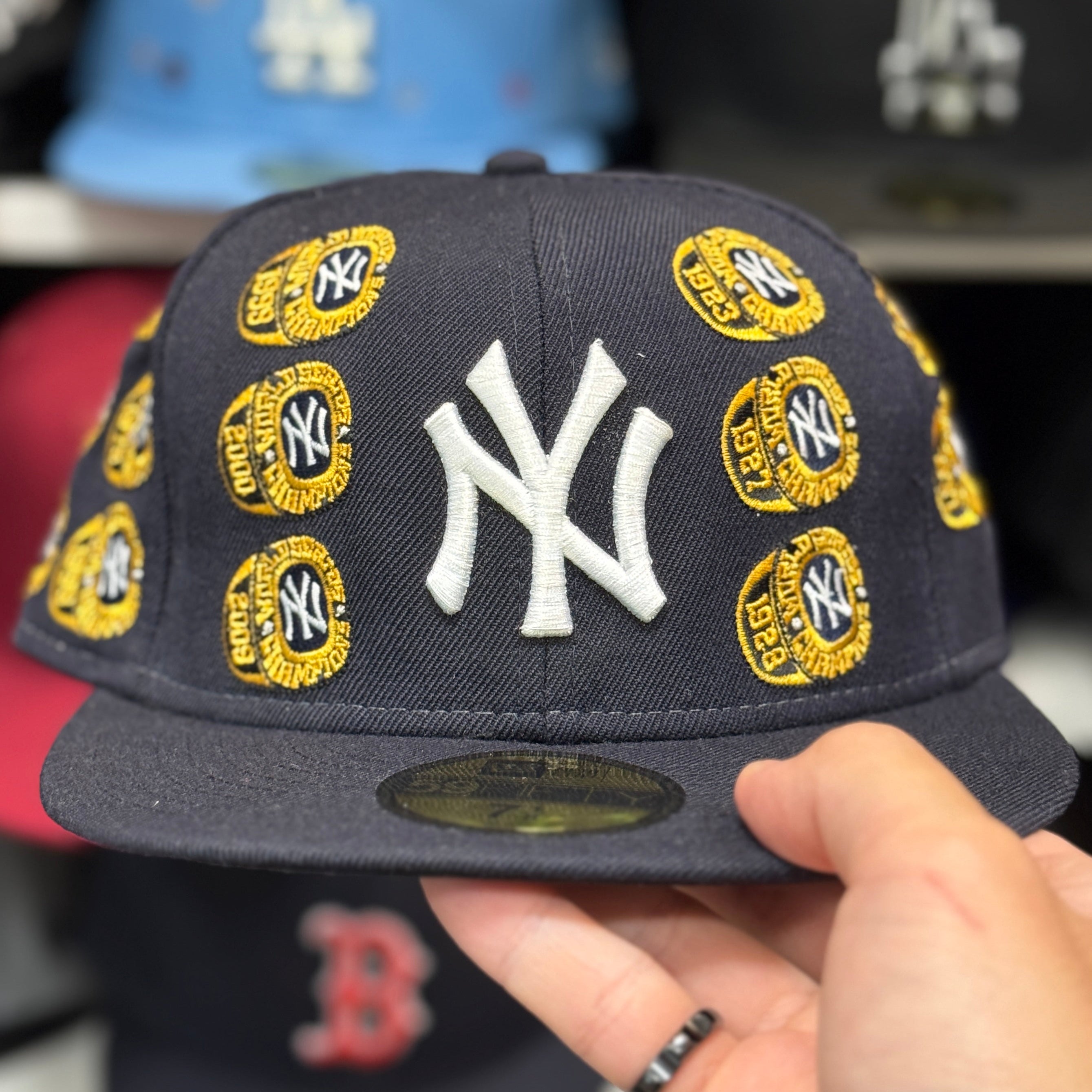 New Era New York Yankees 'World Series Champions Ring' Navy 59FIFTY Fitted Hat | Gold Silk Inline - Product Image