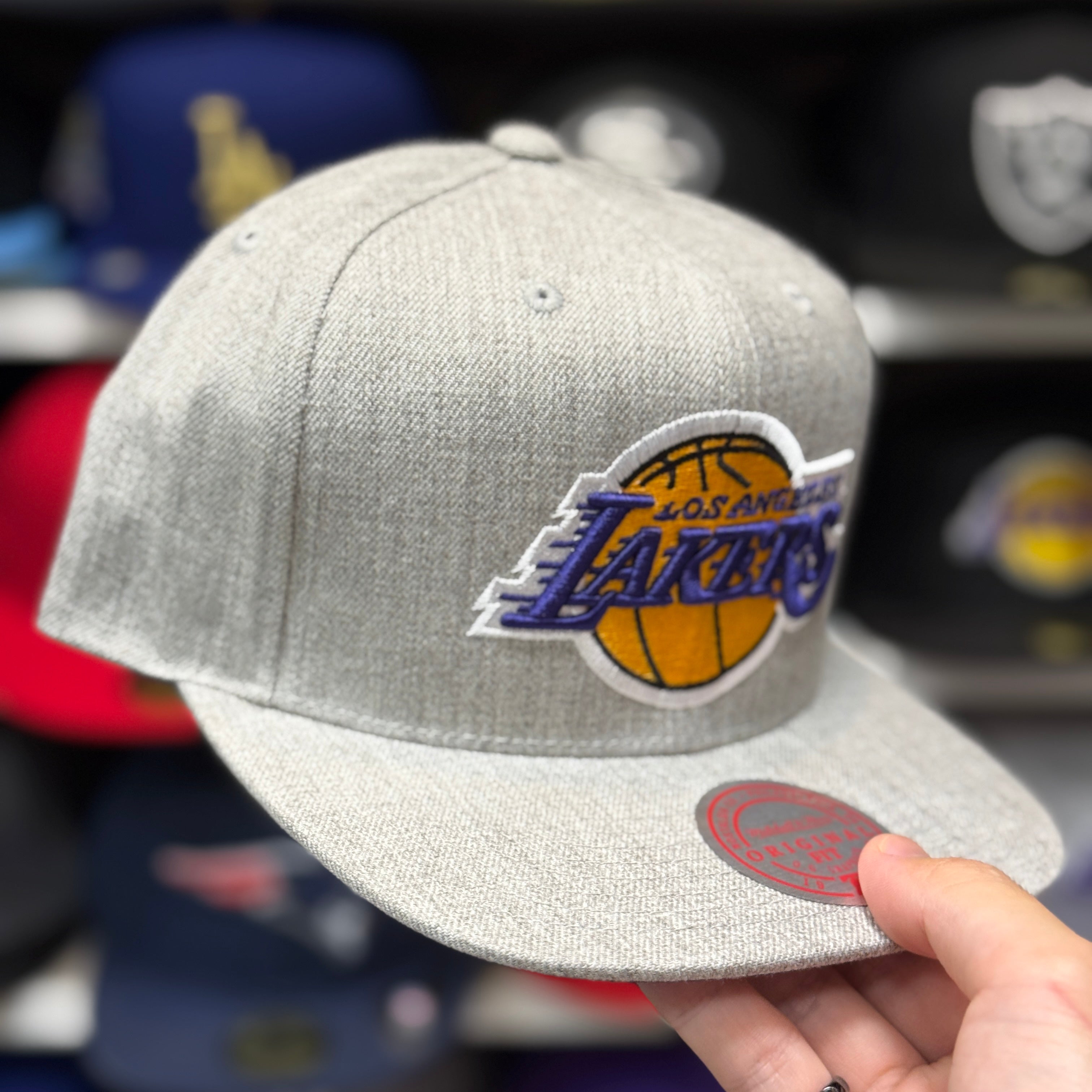 Los Angeles Lakers Heather Grey Mitchell & Ness Snapback - Product Image