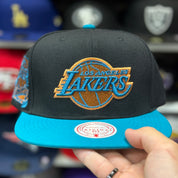 Los Angeles Lakers '25th Anniversary' Black/Teal Mitchell & Ness Snapback - Product Image