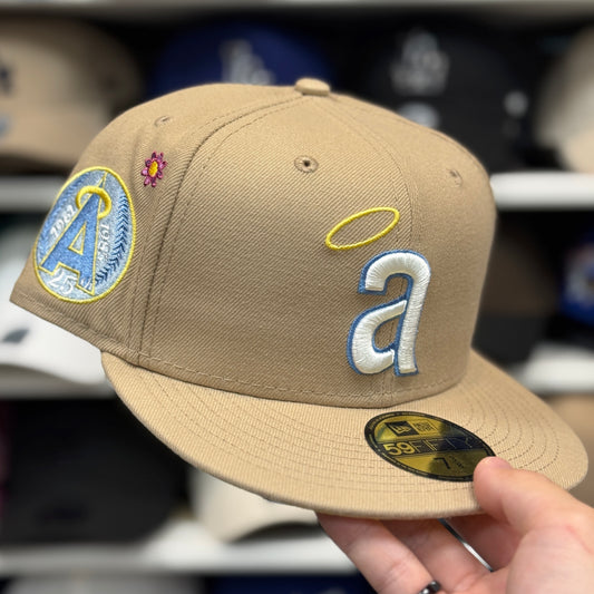 New Era Los Angeles Angels 'Floral 25th Anniversary' 59FIFTY Fitted Hat | Tan