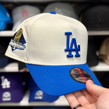 LA Dodgers '2024 World Series Champions' A-Frame Snapback | New Era 9FORTY | Ivory/Blue