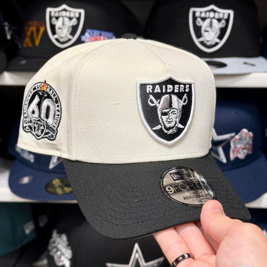 Las Vegas Raiders '60th' A-Frame Snapback | New Era 9FORTY Adjustable | Ivory/Black