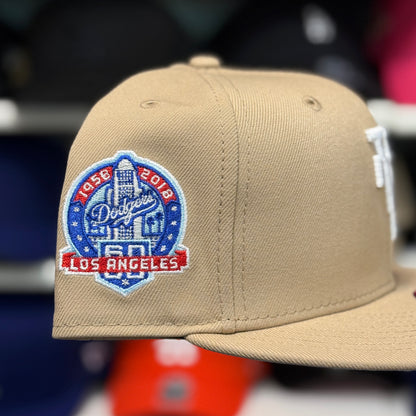 New Era Los Angeles Dodgers Upside Down Logo '60th Anniversary' Beige/White 9FIFTY Snapback