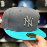 New Era New York Yankees Grey/Turquoise 59FIFTY Fitted Hat