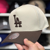 Los Angeles Dodgers A-Frame Creme/Brown Mitchell & Ness Snapback - Product Image