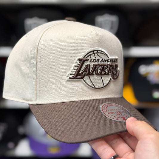 Los Angeles Lakers A-Frame Mitchell & Ness Snapback Creme/Brown