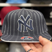 New York Yankees Pin Stripe Black Twin Enterprises Fitted Hat - Product Image