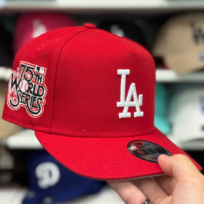 New Era Los Angeles Dodgers Upside Down Logo '75th World Series' A-Frame 9FIFTY Snapback Red