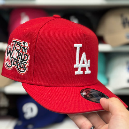 New Era Los Angeles Dodgers Upside Down Logo '75th World Series' A-Frame 9FIFTY Snapback Red