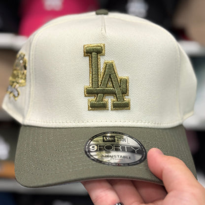 New Era Los Angeles Dodgers '100th Anniversary' A-Frame 9FORTY Snapback Creme/Olive