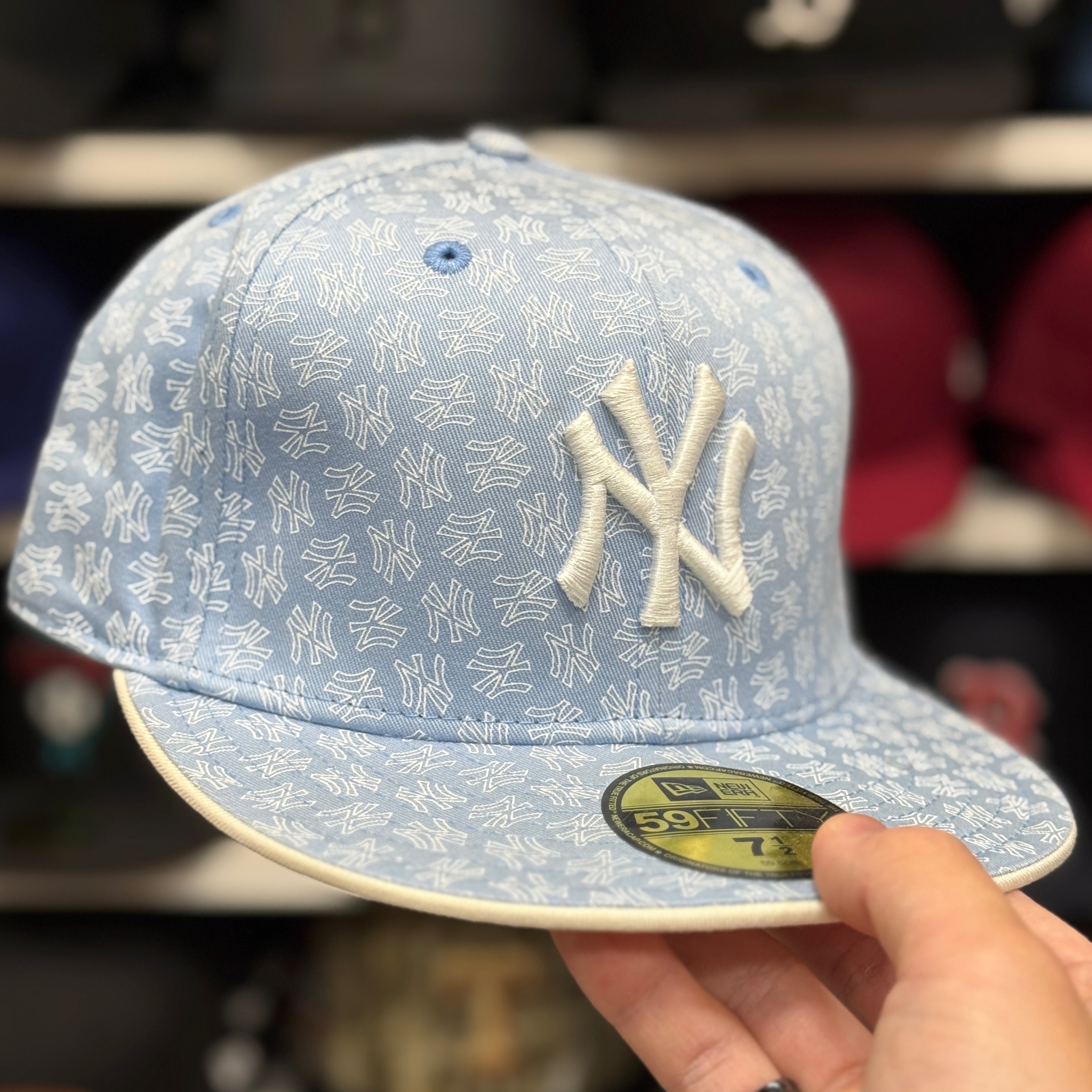 New Era New York Yankees 'Monogram' Light Blue 59FIFTY Fitted Hat - Product Image