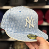 New Era New York Yankees 'Monogram' Light Blue 59FIFTY Fitted Hat