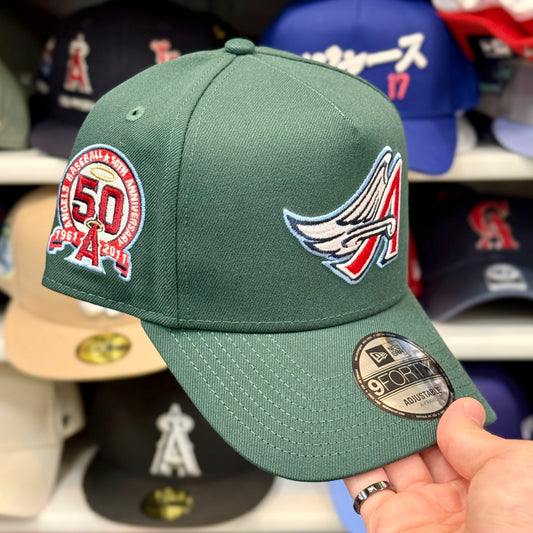 New Era 9FORTY A-Frame Los Angeles Angels 50th Anniversary Patch Snapback | Dark Green