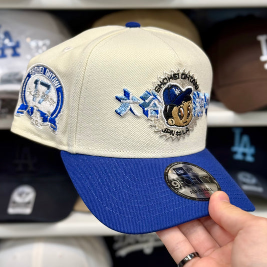 New Era 9FORTY A-Frame Los Angeles Dodgers JPN to LA Shohei Ohtani Snapback | Ivory/Blue