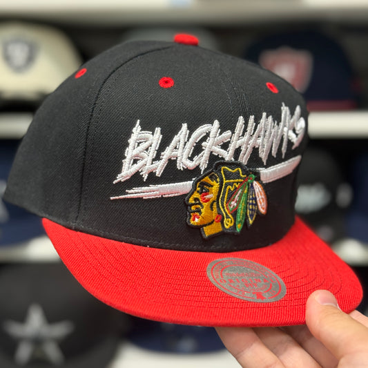 Washington Blackhawks Black Corduroy/Red Vintage Mitchell & Ness Snapback