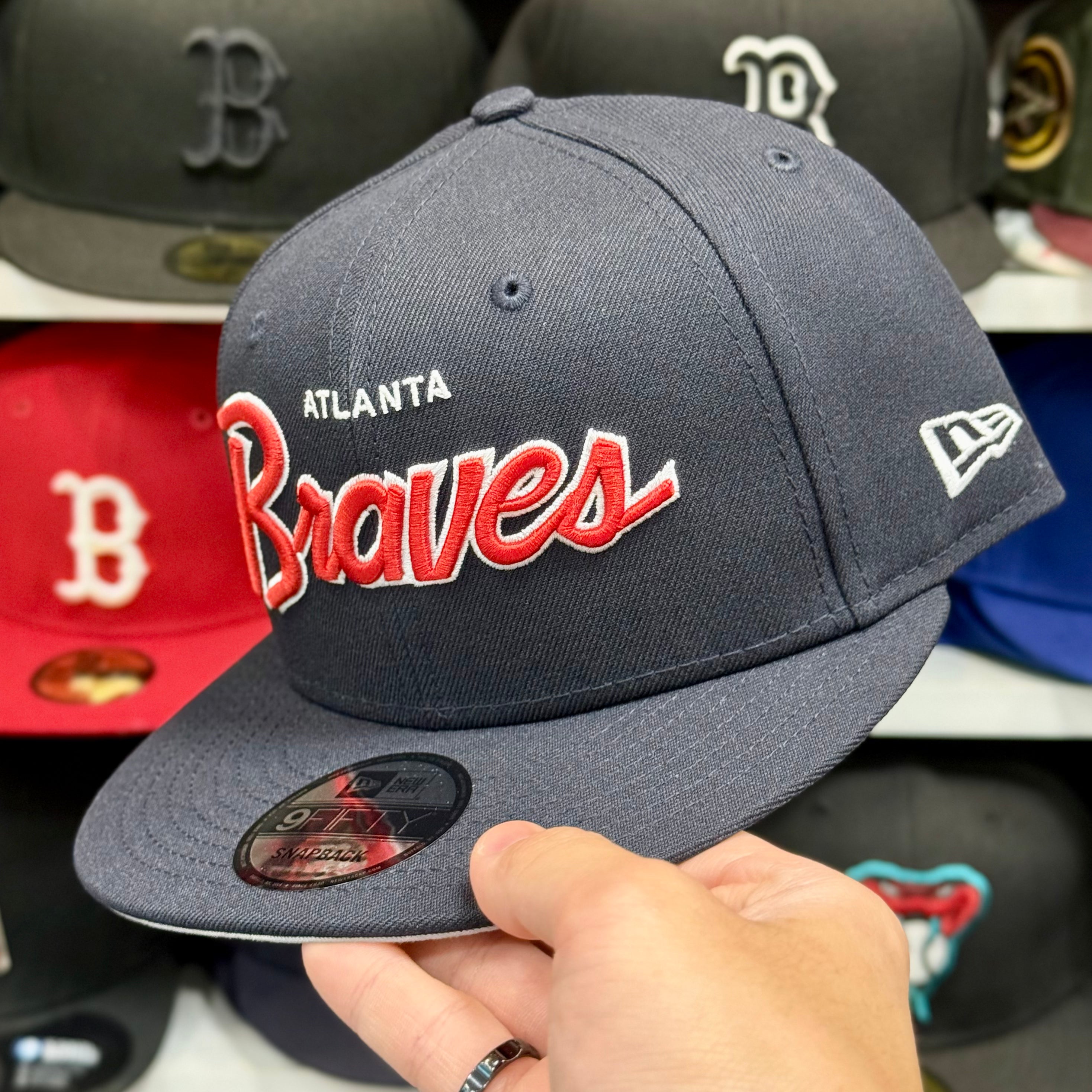New Era Atlanta Braves 'Script Logo' Navy/Red 9FIFTY Snapback - Product Image