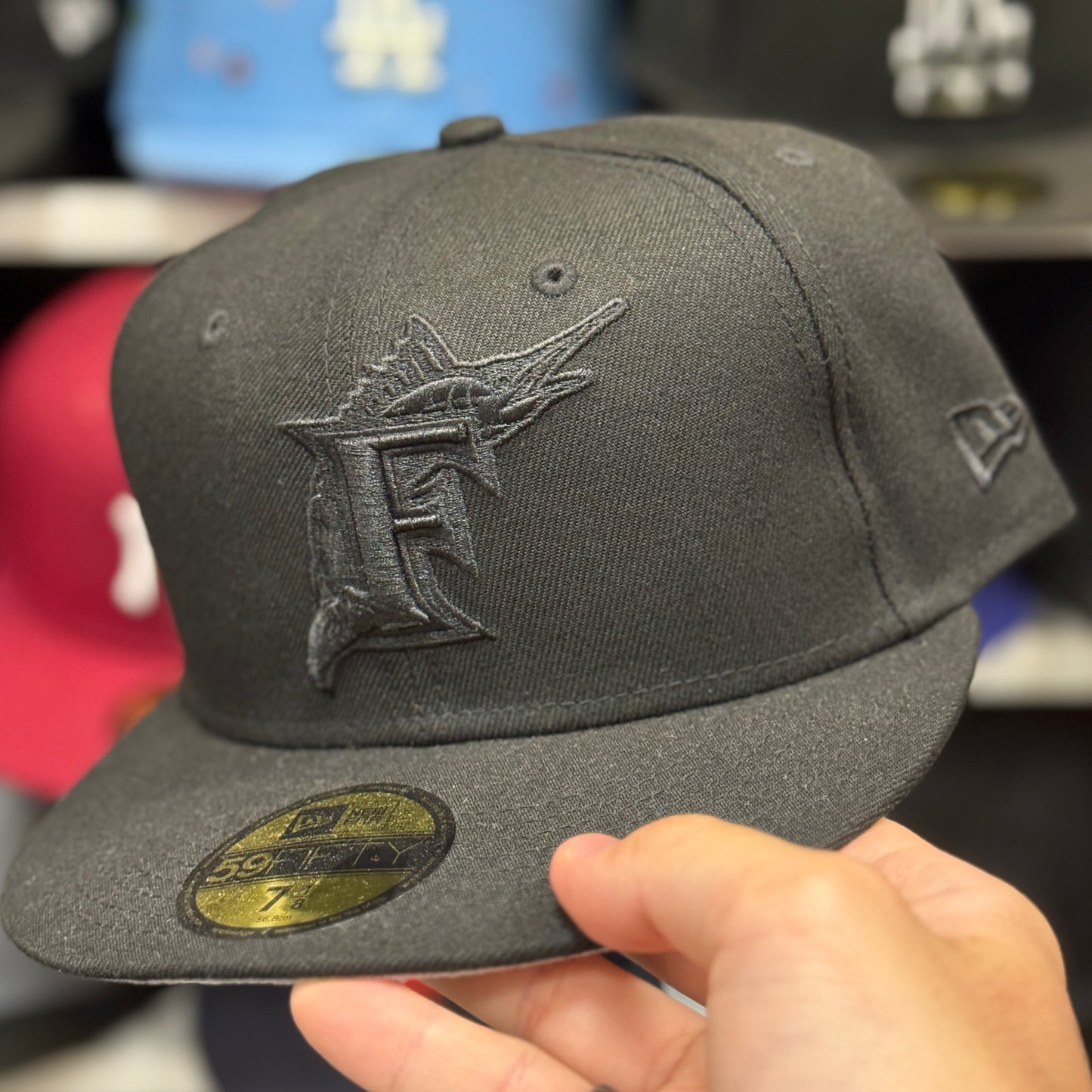 New Era Florida Marlins Black/Black 59FIFTY Fitted Hat