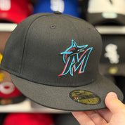 New Era Miami Marlins Black 59FIFTY Fitted Hat - Product Image
