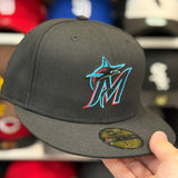 New Era Miami Marlins Black 59FIFTY Fitted Hat