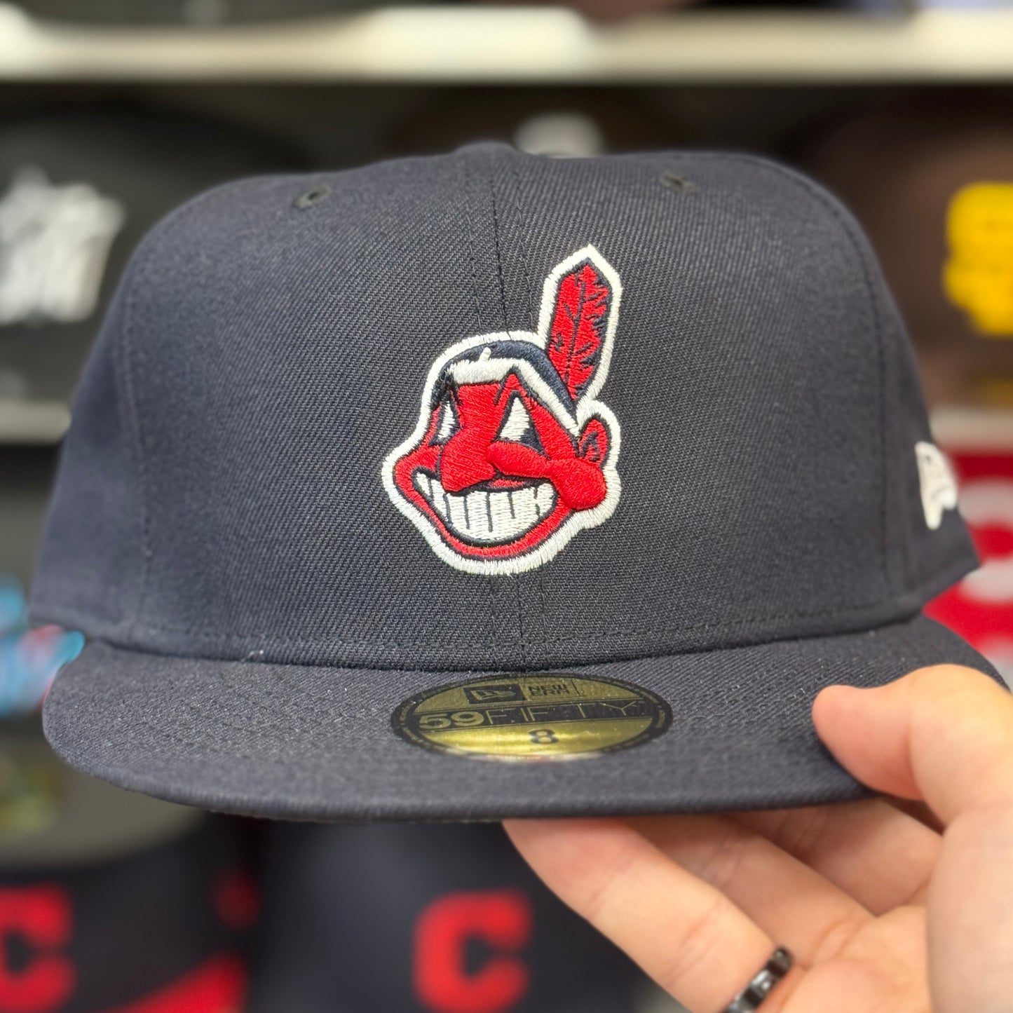 New Era Cleveland Indians 'Chief Wahoo Logo' Navy 59FIFTY Fitted Hat