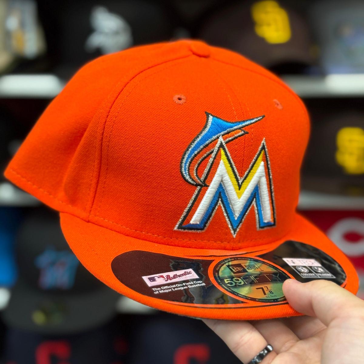 New Era Miami Marlins 'Large Logo' Orange 59FIFTY Fitted Hat - Product Image