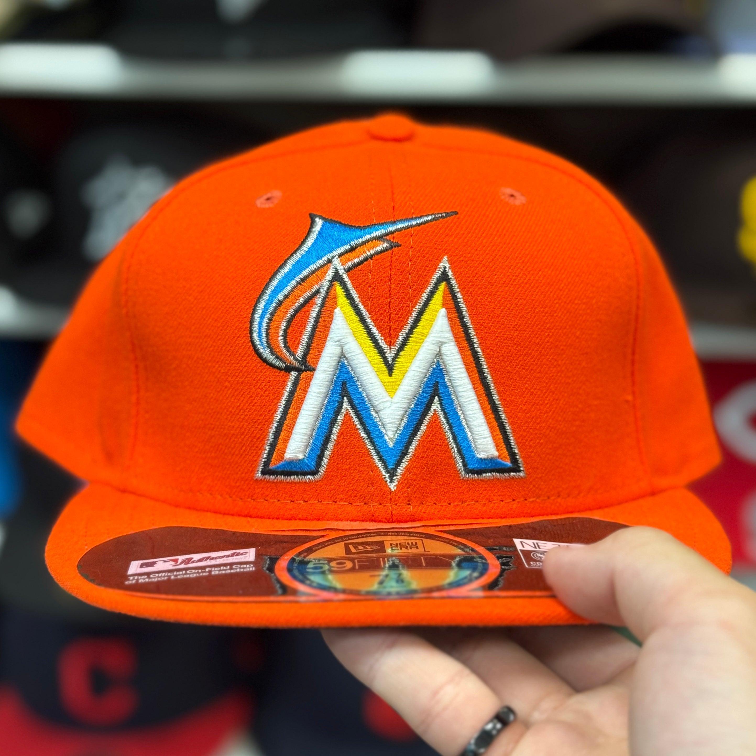 New Era Miami Marlins 'Large Logo' Orange 59FIFTY Fitted Hat - Product Image