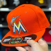 New Era Miami Marlins 'Large Logo' Orange 59FIFTY Fitted Hat - Product Image
