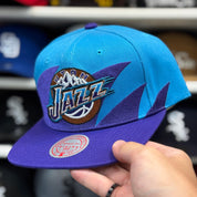 Utah Jazz Teal/Purple Vintage Mitchell & Ness Snapback - Product Image