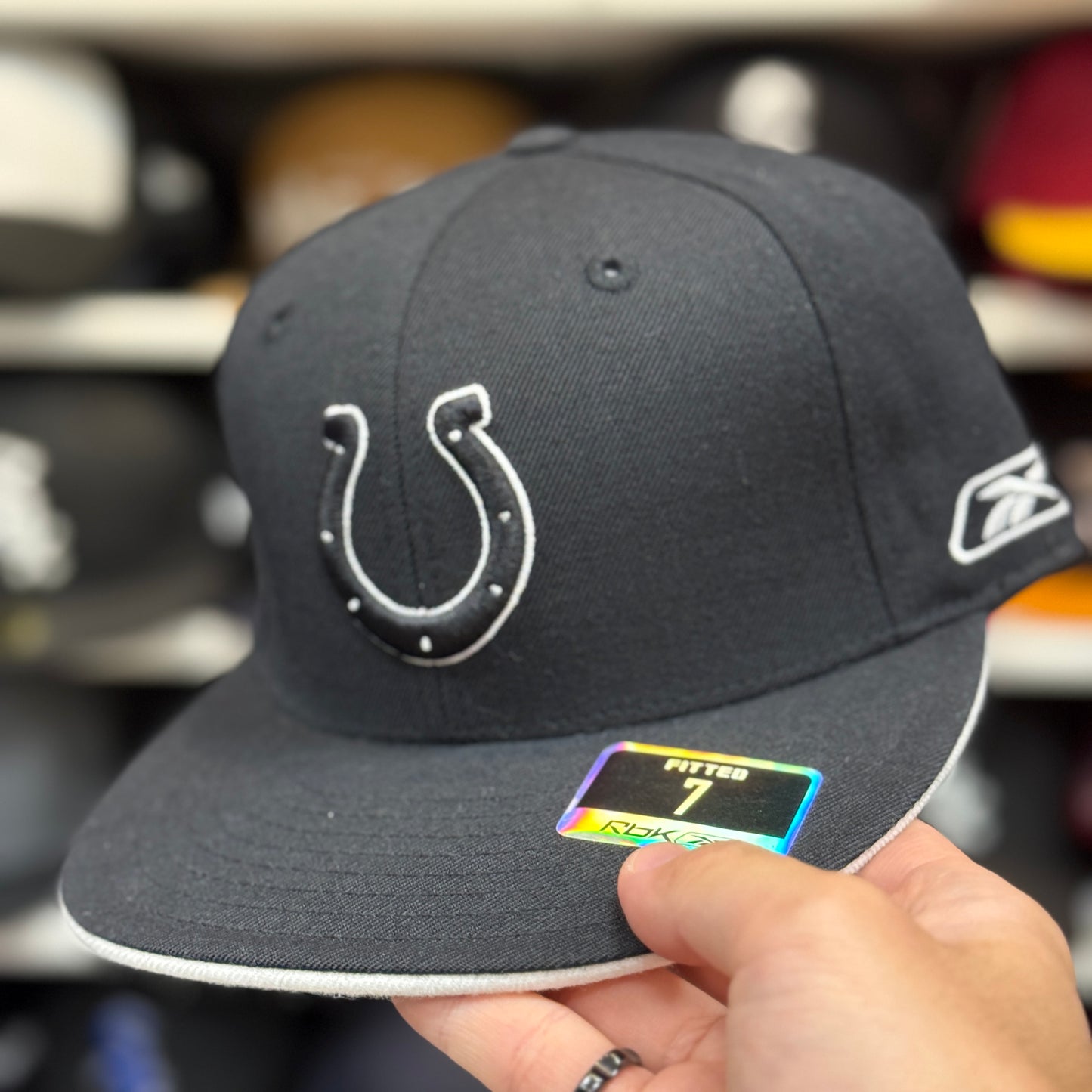 Indianapolis Colts Black/White Reebok Fitted Hat