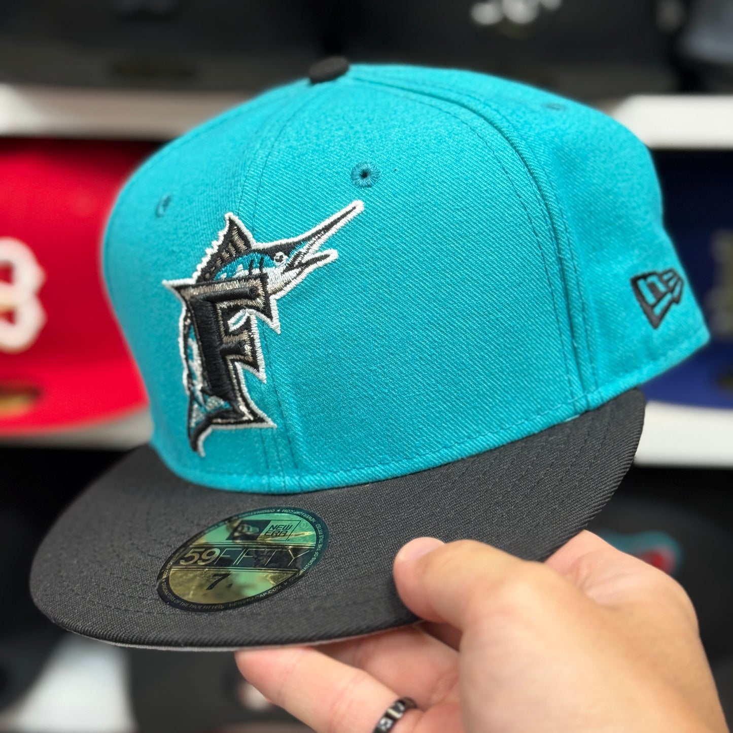 New Era Florida Marlins Teal//Black 59FIFTY Fitted Hat